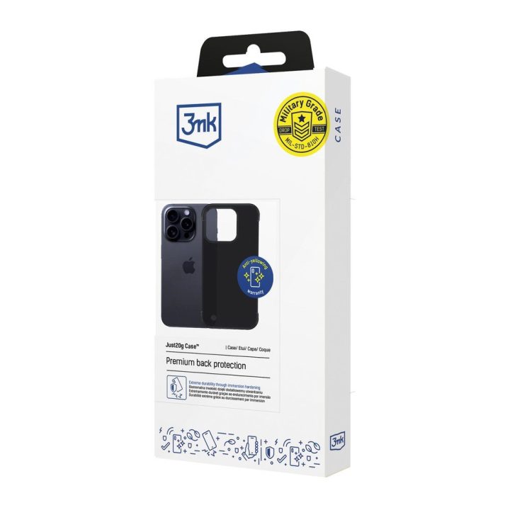 Juodas dėklas iPhone 16 Pro 3mk Just20g Matt Case