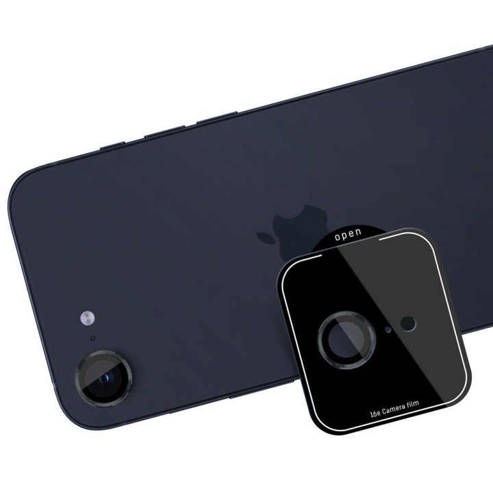 Juodas apsauginis stiklas iPhone 16e kamerai