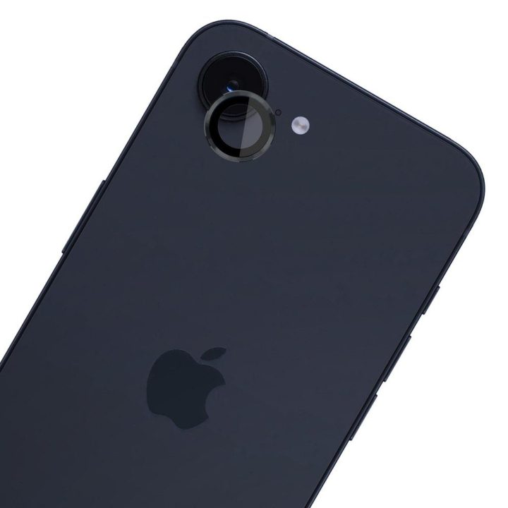 Juodas apsauginis stiklas iPhone 16e kamerai
