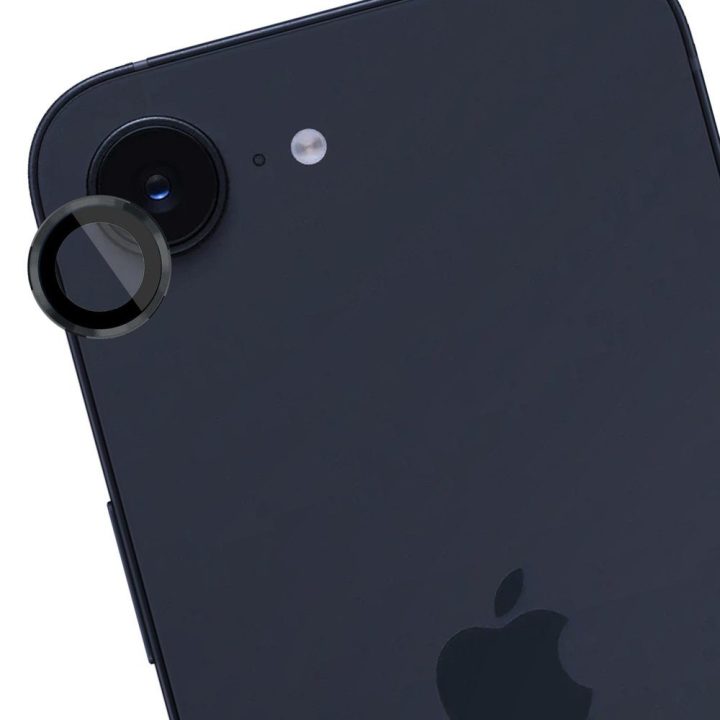 Juodas apsauginis stiklas iPhone 16e kamerai