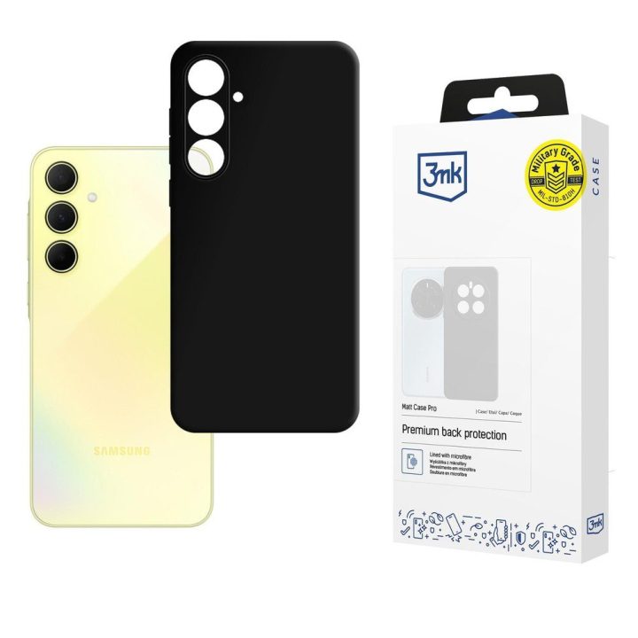 Dėklas Samsung Galaxy A35 5G telefonui 3mk Matt Case Pro, juodas