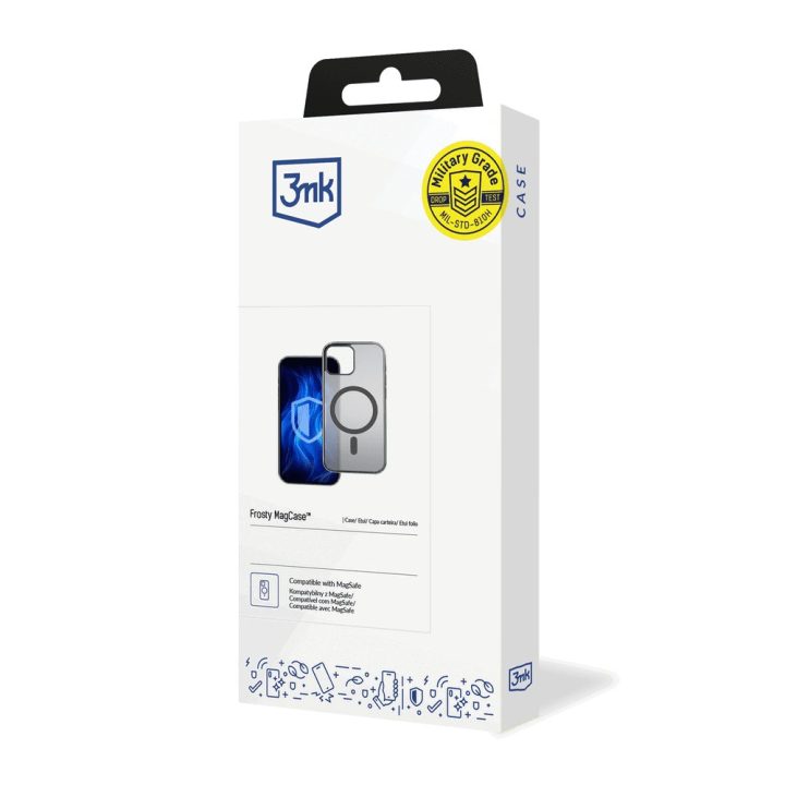 Juodas 3mk Frosty MagCase dėklas iPhone 12 Pro Max telefonui