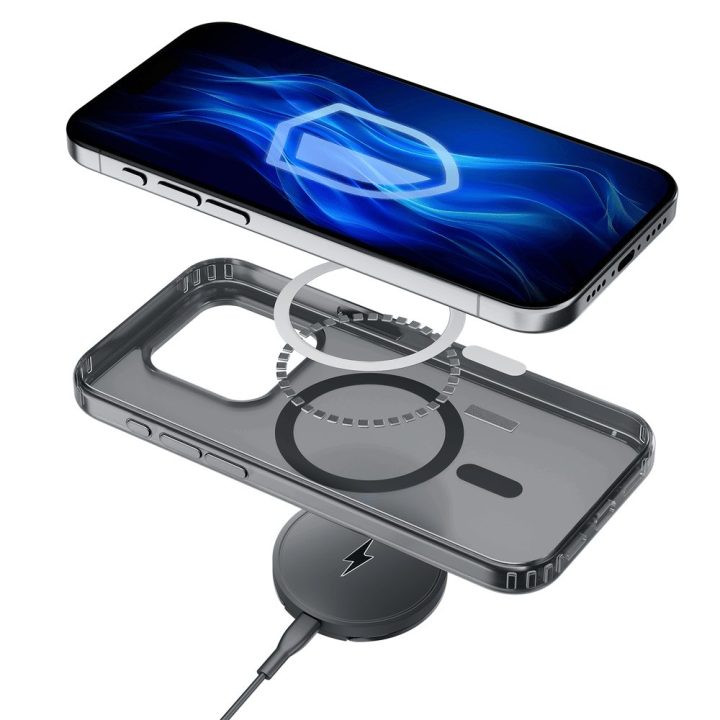 Juodas 3mk Frosty MagCase dėklas iPhone 12 Pro Max telefonui