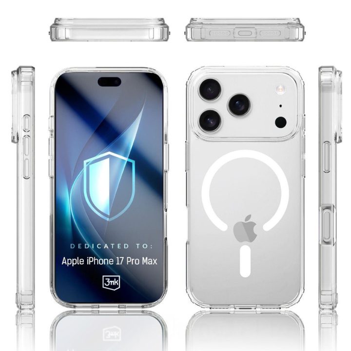 3mk Armor MagCase dėklas iPhone 17 Pro telefonui, skaidrus
