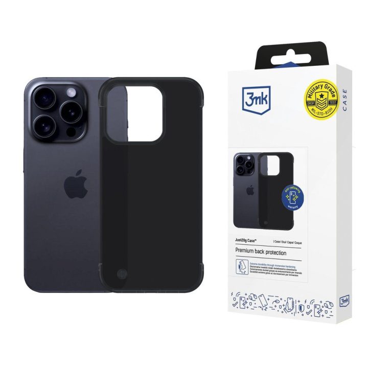 Dėklas 3mk Just20g Matt Case Apple iPhone 13 Pro telefonui, juodas