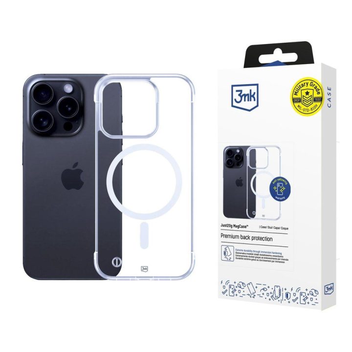 Skaidrus dėklas iPhone 15 Pro 3mk Just20g MagCase