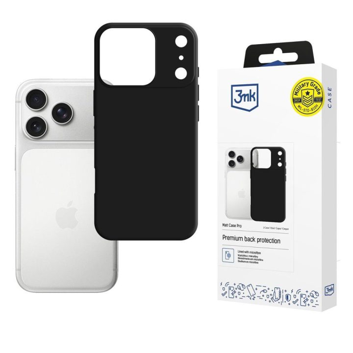 3mk Matt Case Pro dėklas Apple iPhone 17 Pro Max telefonui, juodas