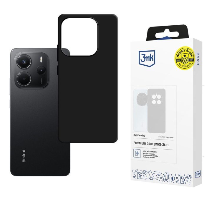 Dėklas Xiaomi Redmi Note 14 5G, matinės juodos spalvos