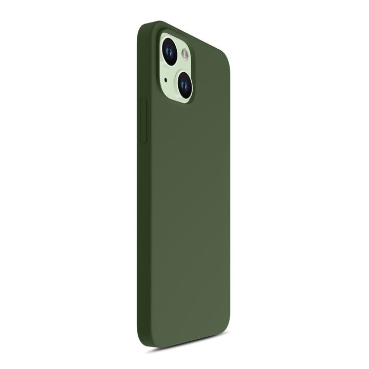 Žalias silikoninis dėklas iPhone 15 Plus telefonui