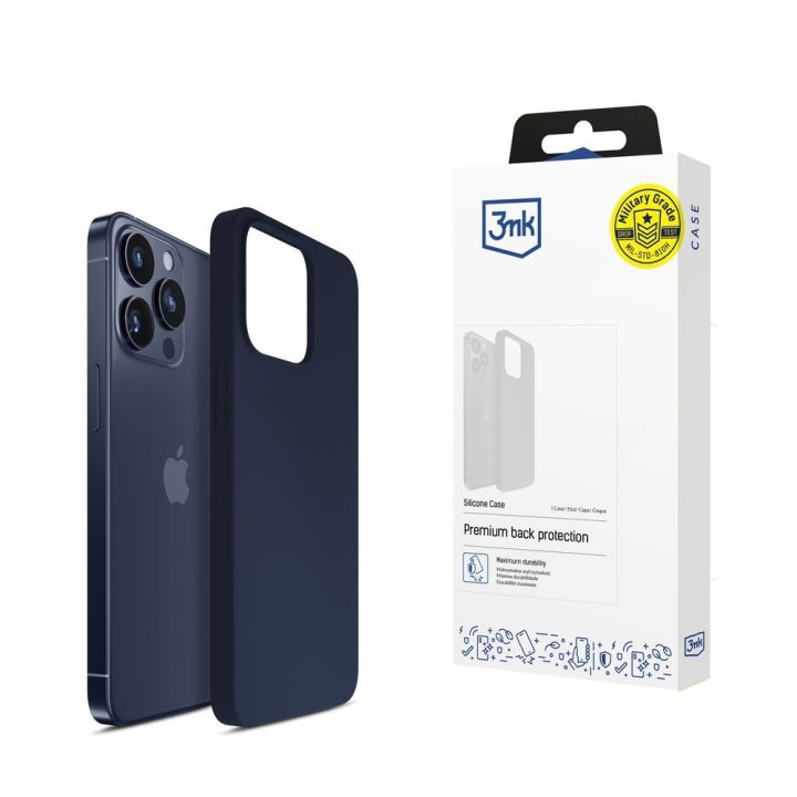Tamsiai mėlynas dėklas iPhone 15 Pro 3mk Silicone Case