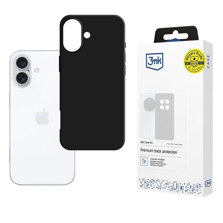 Telefono dėklas 3mk Matt Case Pro Apple iPhone 16 Plus juodas