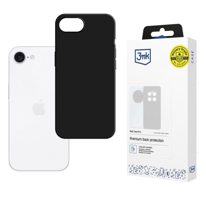 Dėklas Apple iPhone 16E 3mk Matt Case Pro, juodas