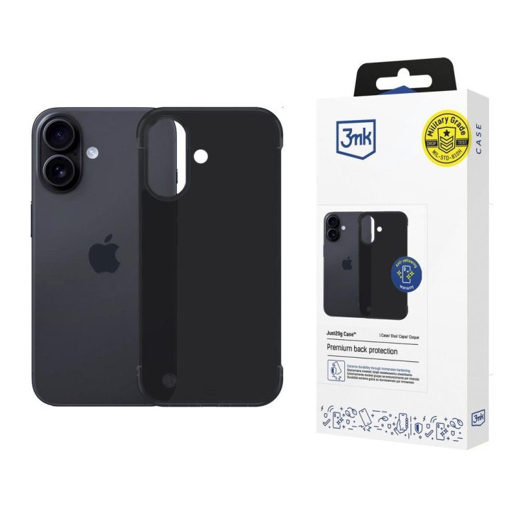 Dėklas Apple iPhone 16 Plus 3mk Just20g Matt Case, juodas