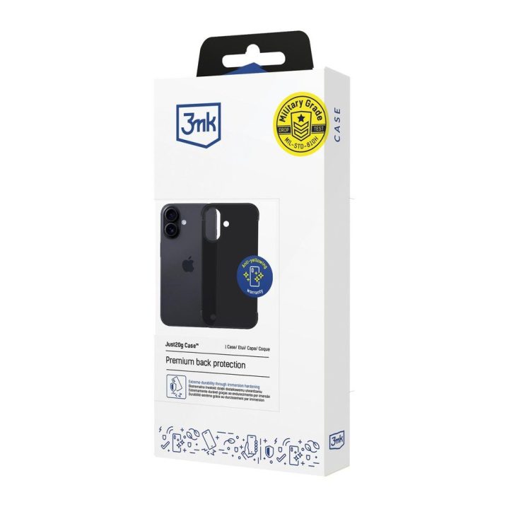 Dėklas Apple iPhone 16 Plus 3mk Just20g Matt Case, juodas