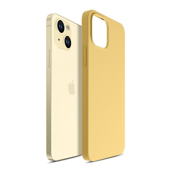 Geltonas silikoninis dėklas iPhone 15 Plus telefonui 3mk HARDY Silicone MagCase