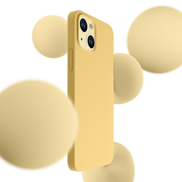 Geltonas silikoninis dėklas iPhone 15 Plus telefonui 3mk HARDY Silicone MagCase