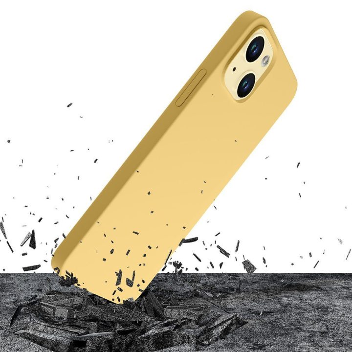 Geltonas silikoninis dėklas iPhone 15 Plus telefonui 3mk HARDY Silicone MagCase