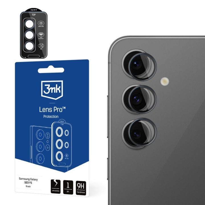 Grūdintas apsauginis stiklas Samsung Galaxy S24 FE kamerai, juodas