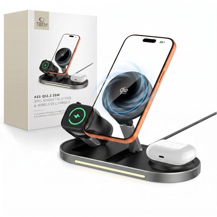 3-in-1 belaidis įkroviklis Tech-Protect A51, juodas