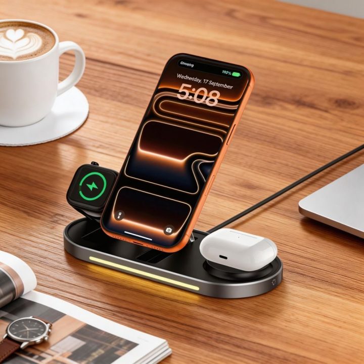 3-in-1 belaidis įkroviklis Tech-Protect A51, juodas