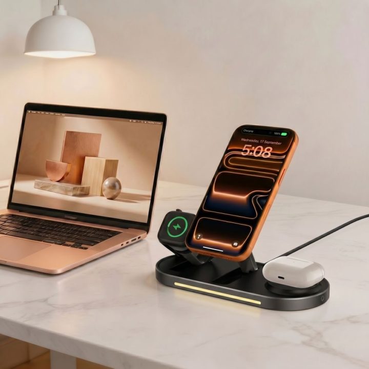 3-in-1 belaidis įkroviklis Tech-Protect A51, juodas