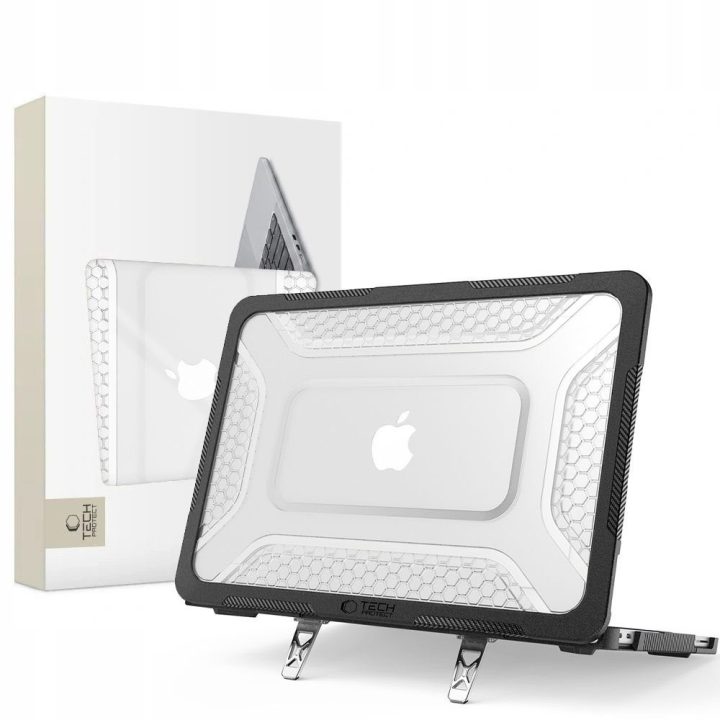 Tech-Protect Kevlar Pro dėklas MacBook Neo 13 2026, juodas ir skaidrus