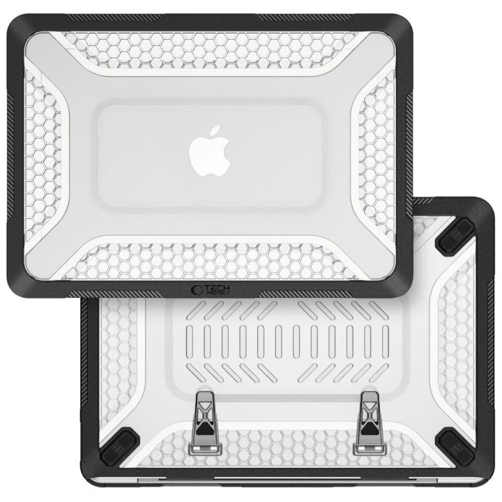 Tech-Protect Kevlar Pro dėklas MacBook Neo 13 2026, juodas ir skaidrus