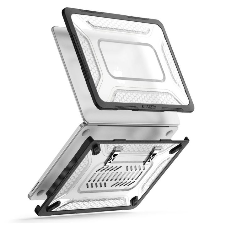 Tech-Protect Kevlar Pro dėklas MacBook Neo 13 2026, juodas ir skaidrus