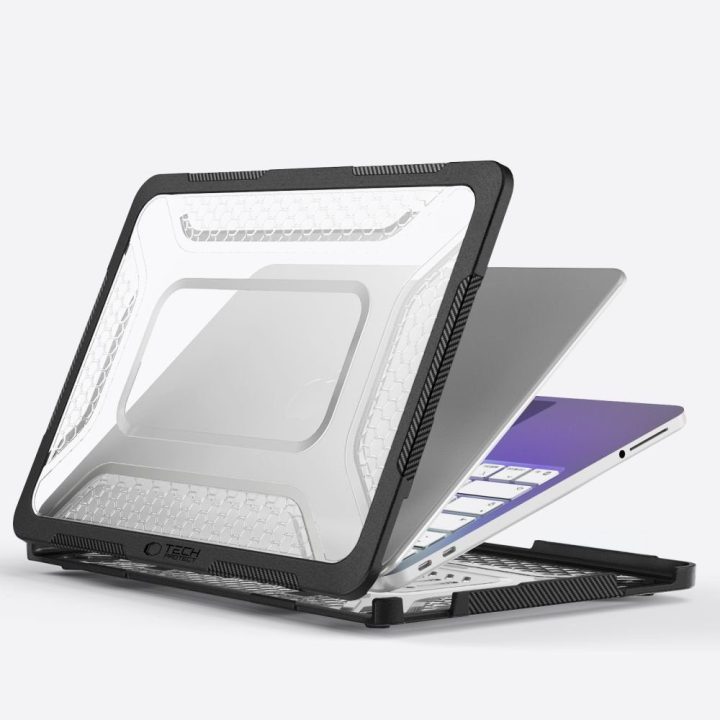 Tech-Protect Kevlar Pro dėklas MacBook Neo 13 2026, juodas ir skaidrus