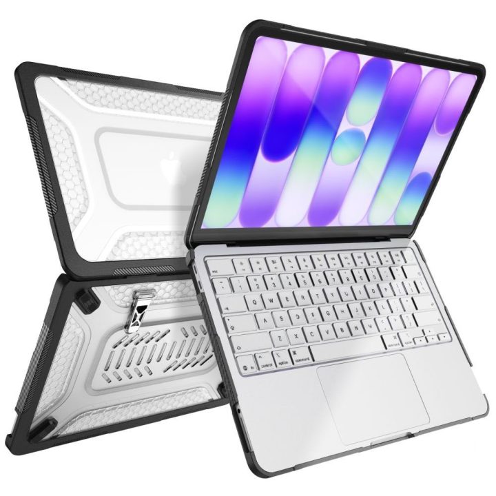 Tech-Protect Kevlar Pro dėklas MacBook Neo 13 2026, juodas ir skaidrus