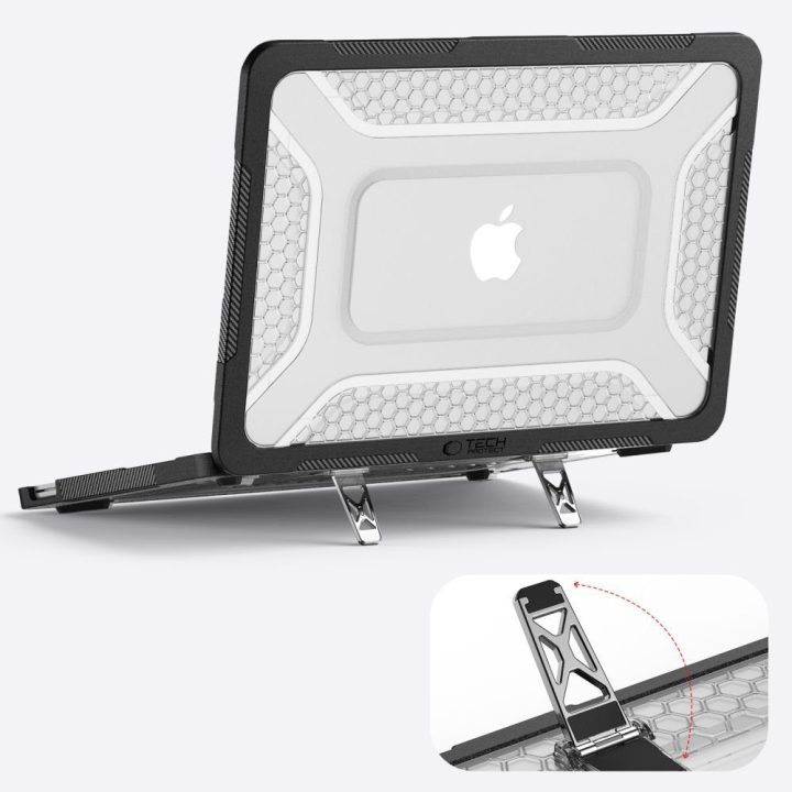 Tech-Protect Kevlar Pro dėklas MacBook Neo 13 2026, juodas ir skaidrus