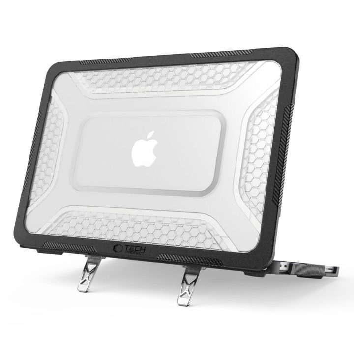 Tech-Protect Kevlar Pro dėklas MacBook Neo 13 2026, juodas ir skaidrus
