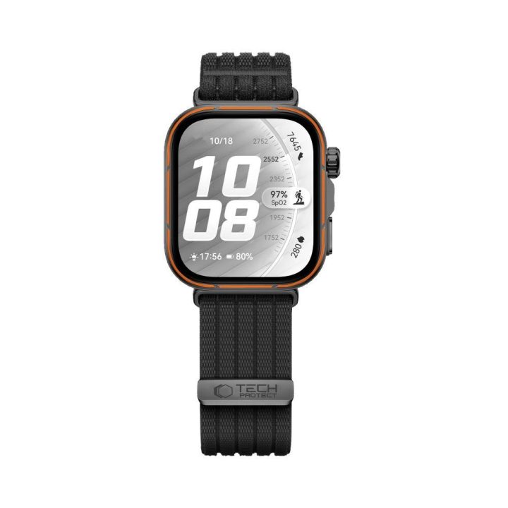 Tech-Protect nailoninis dirželis Huawei Watch Fit 3 / 4 / 4 Pro / 5 / 5 Pro laikrodžiui, juodas