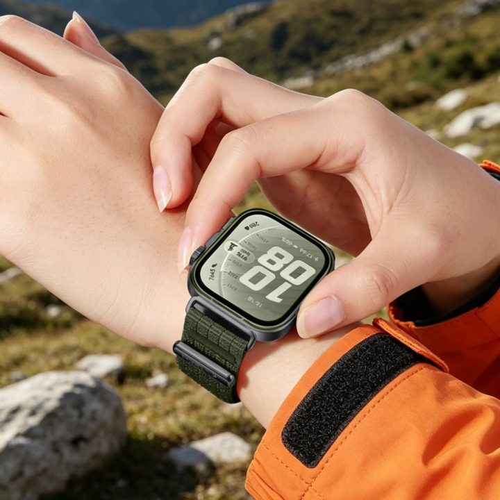 Nailoninis dirželis Huawei Watch Fit 3 / 4 / 4 Pro / 5 / 5 Pro, žalias