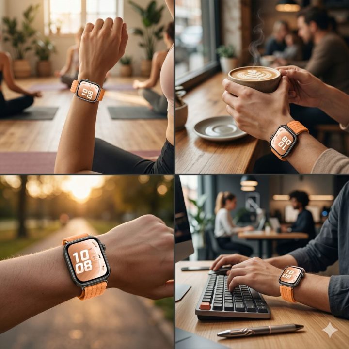 Nailoninis dirželis Tech-Protect Huawei Watch Fit 3 / 4 / 4 Pro / 5 / 5 Pro, oranžinis