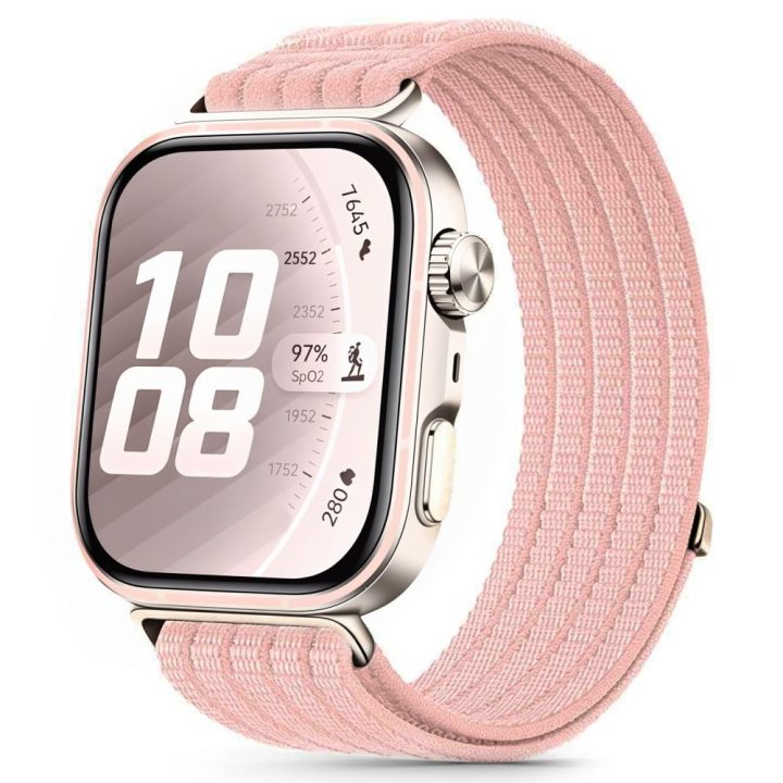 Nailoninis dirželis Huawei Watch Fit 3/4/4 Pro/5/5 Pro, rožinis