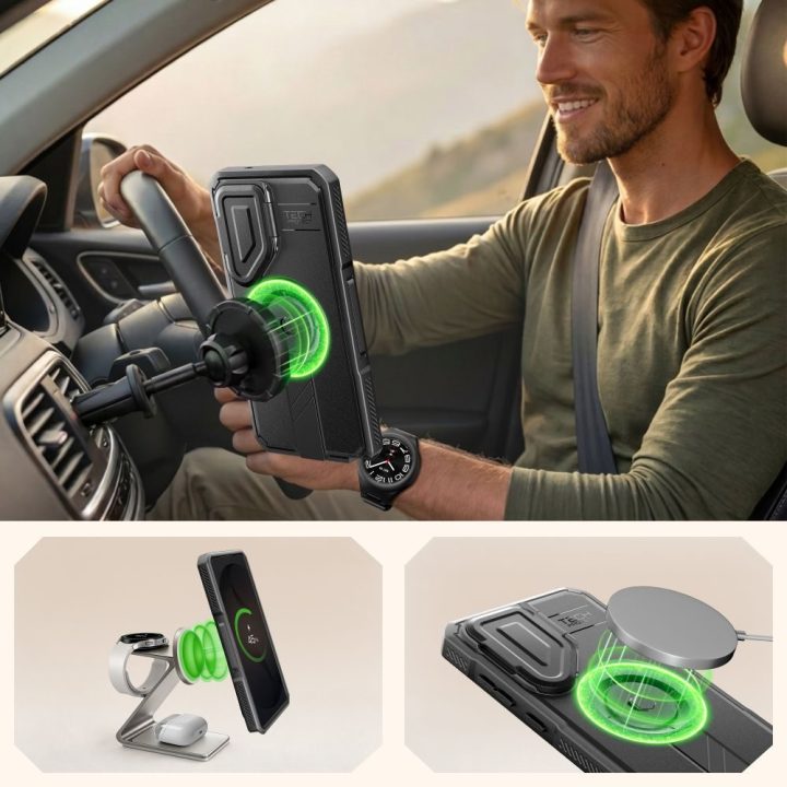 Dėklas Samsung Galaxy S26 Ultra Tech-Protect Kevlar MagSafe 2 komplektas, juodas