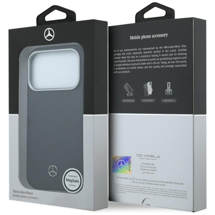 Mercedes-Benz dėklas iPhone 17 Pro su MagSafe, juodas