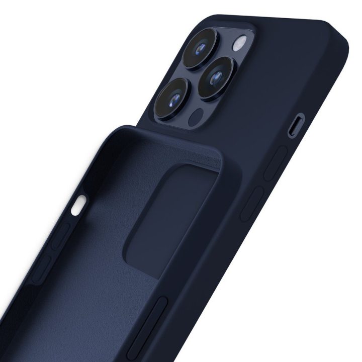 Silikoninis dėklas iPhone 15 Pro Max – tamsiai mėlynas