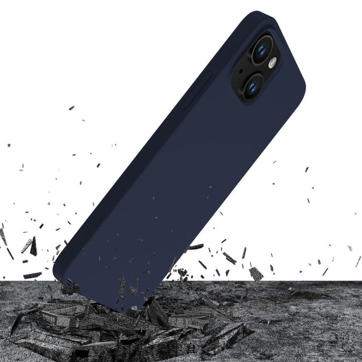 Tamsiai mėlynas silikoninis dėklas iPhone 15 Plus