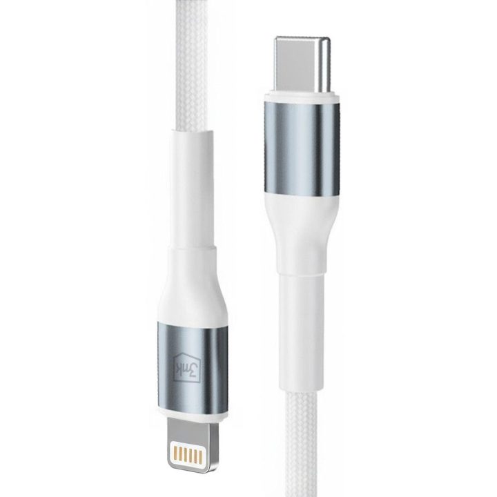 3mk Hyper Cable N-Series USB-C į Lightning laidas 1 m, PD 3.0 27 W, baltas