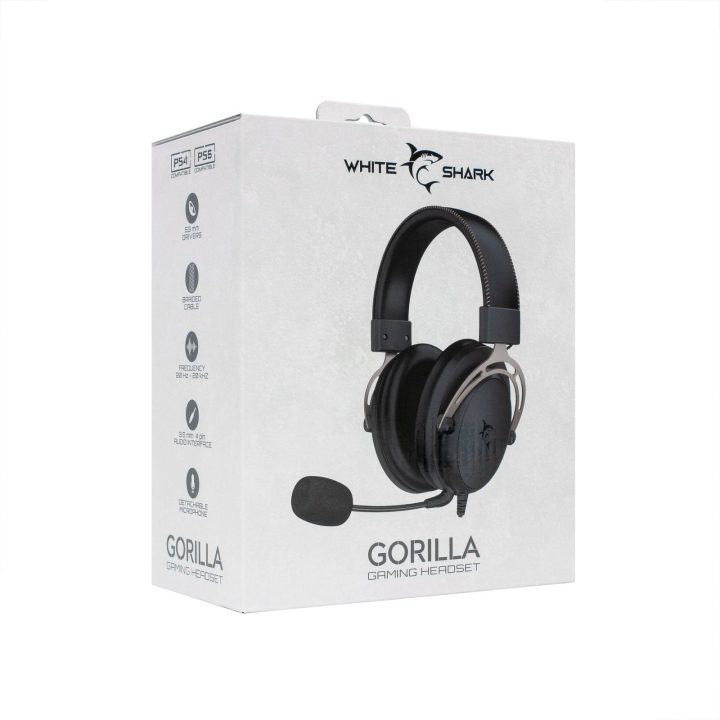White Shark GH-2341 Gorilla žaidimų ausinės, juodos/pilkos
