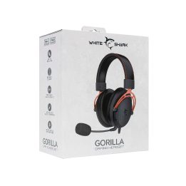 White Shark GORILLA žaidimų ausinės su nuimamu mikrofonu, juodos / raudonos