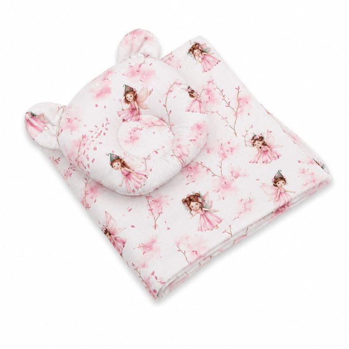 2 dalių kūdikio patalynės komplektas Blossom Fairies su Teddy pagalvėle