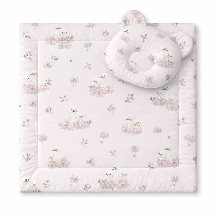 2 dalių kūdikio patalynės komplektas su teddy formos pagalve My Sweet Baby Little Swans
