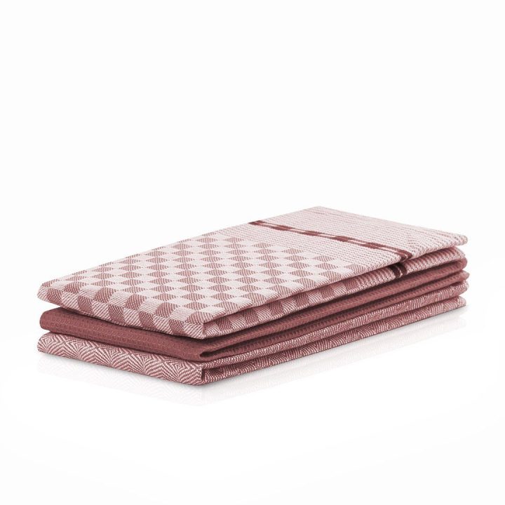Virtuvinių rankšluosčių rinkinys Louie DecoKing, 3 vnt., 50 × 70 cm, rožinis
