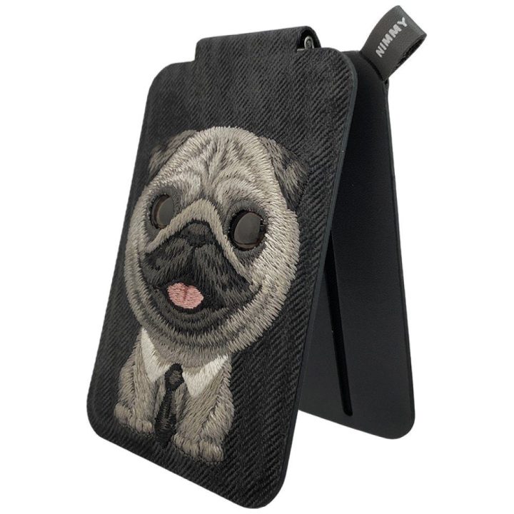 Magnetinis telefono dėklas su stojaku Nimmy New Big-Eye Cute Pets 2.0 Dog, juodas