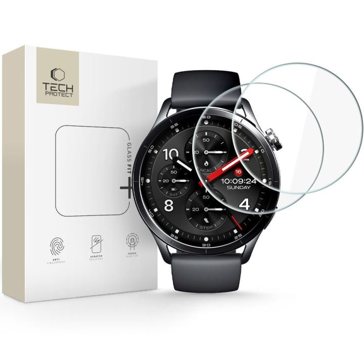 Apsauginis stiklas Xiaomi Watch S5 46 mm laikrodžiui Tech-Protect Glass Fit+ 2 vnt.