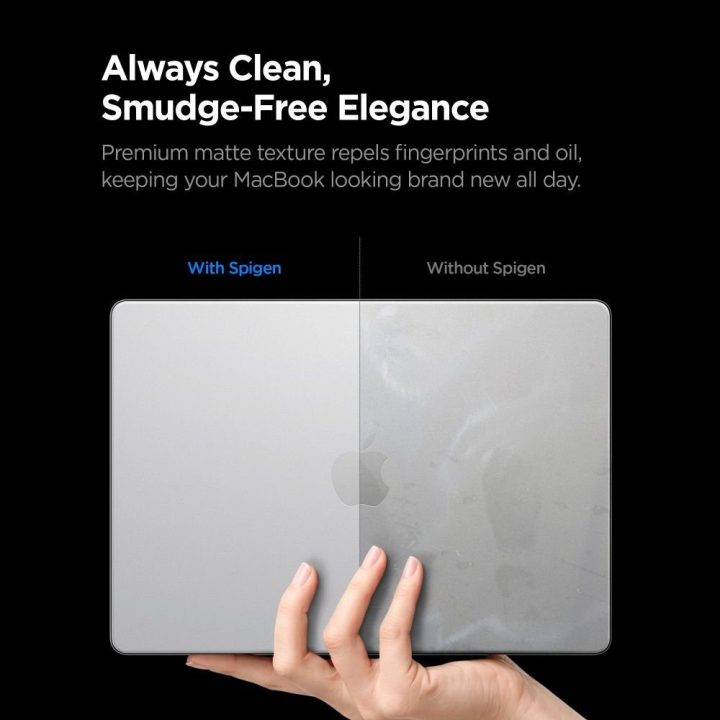Spigen AirSkin dėklas MacBook Pro 14" 2021–2026, skaidrus matinis