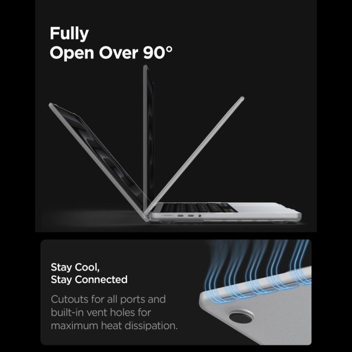 Spigen AirSkin dėklas MacBook Pro 14" 2021–2026, skaidrus matinis